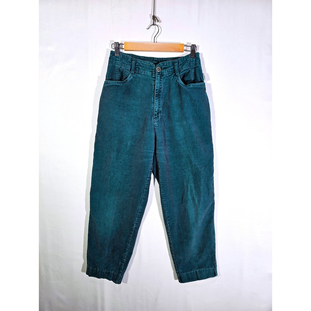 Vintage Retro 70s Paris Sport Club Corduroy Pants Womens 8 Teal Green